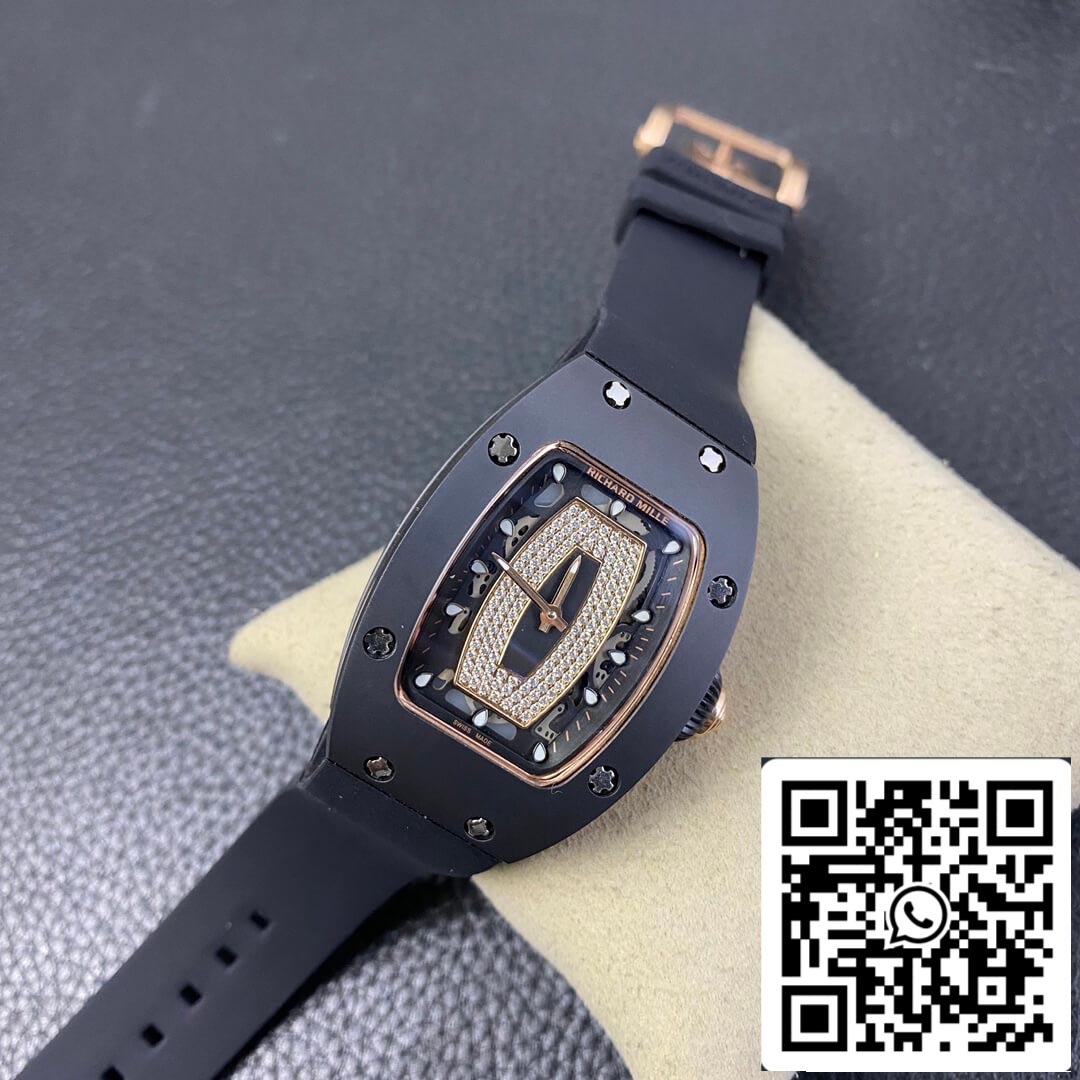 Richard Mille RM 07-01 1: 1 Best Edition RM Factory cinturino in caucciù nero