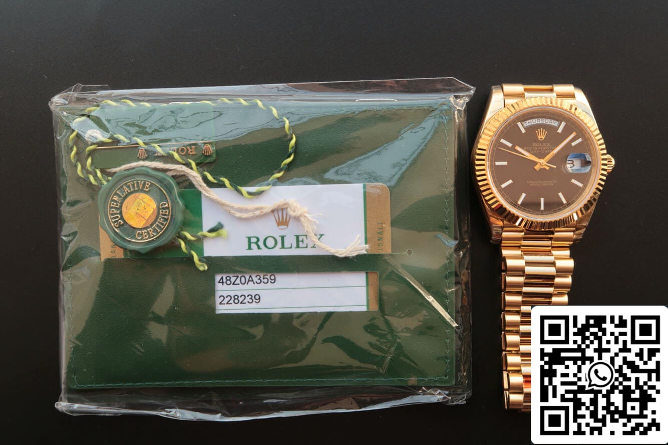 Rolex Day Date M228238-0004 1:1 Melhor Edição EW Factory Mostrador Preto