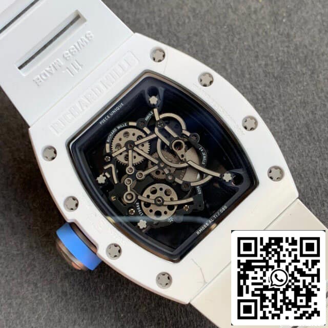 Richard Mille RM055 1:1 Meilleure édition KV Factory V2 Bracelet blanc