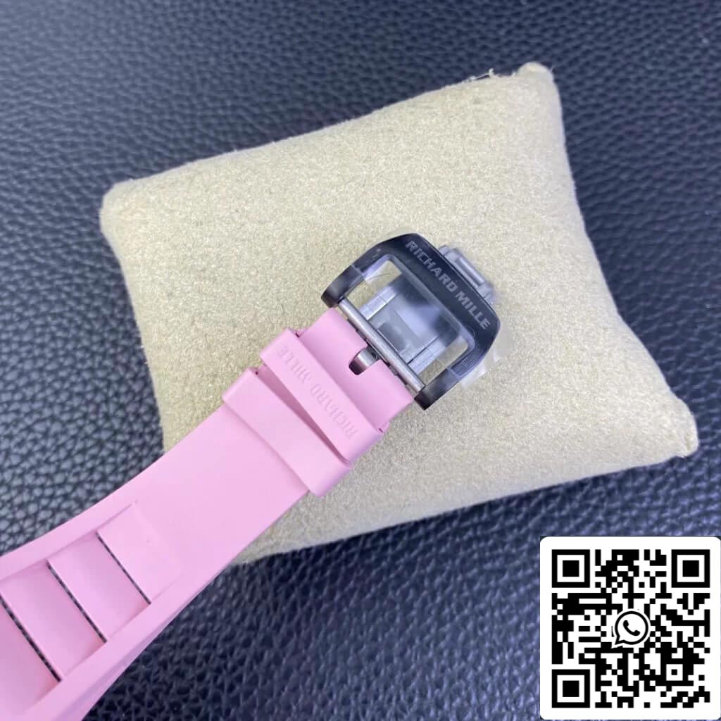 Richard Mille RM35-02 1:1 Meilleure édition T+ Factory NTPT Bracelet en caoutchouc rose en fibre de carbone