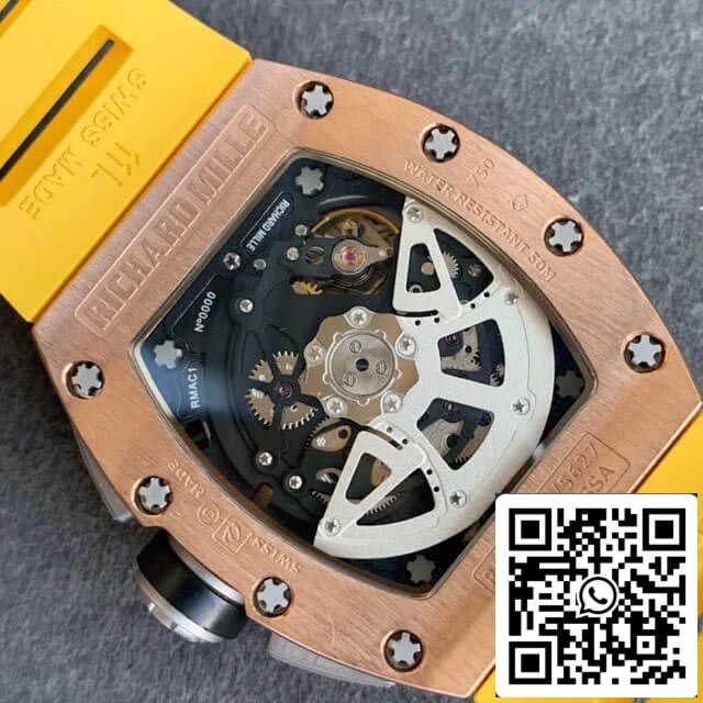 Richard Mille RM011 1: 1 Best Edition KV Factory cinturino in caucciù in oro rosa