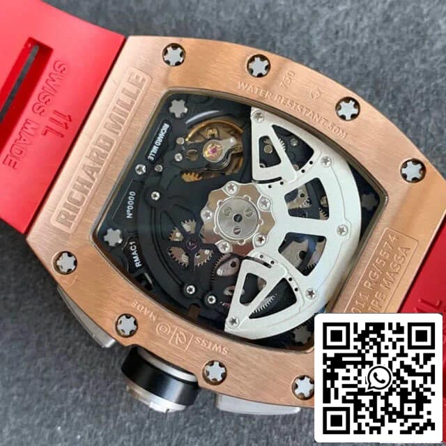 Richard Mille RM011 1:1 Meilleure édition KV Factory Bracelet rouge en or rose