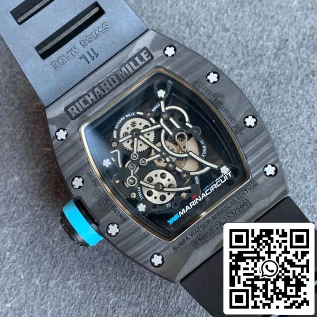 Richard Mille RM055 1:1 Melhor Edição KV Factory V2 Mostrador Esqueleto de Fibra de Carbono