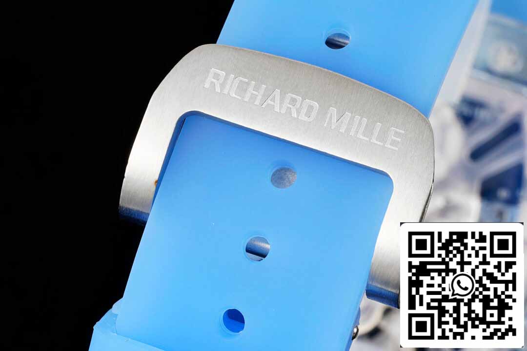 Richard Mille RM12-01 1:1 Meilleure édition RM Factory Tourbillon Version transparente Bracelet bleu