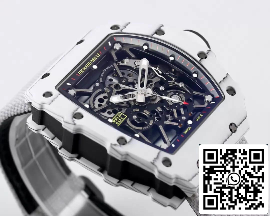 Richard Mille RM35-01 1:1 Meilleure édition BBR Factory Boîtier en fibre de carbone blanc