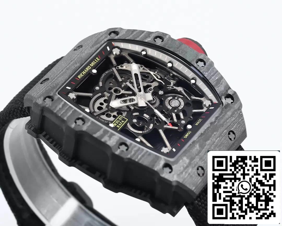 Richard Mille RM35-01 1:1 Meilleure édition BBR Factory Boîtier en fibre de carbone noir