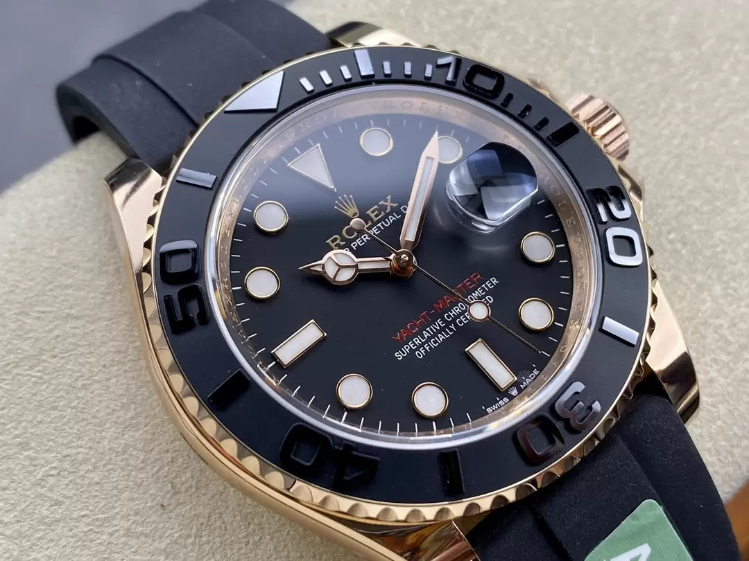 Rolex Yacht-Master 40 Schwarzes Zifferblatt Roségold M126655-0002 1:1 Best Edition AR Factory Gegengewichtsversion