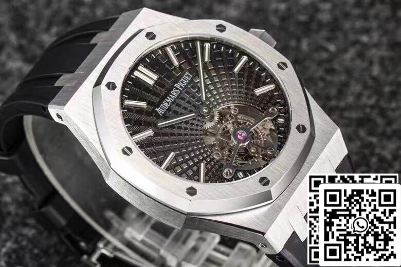 Audemars Piguet Royal Oak Tourbillon 1:1 Best Edition R8 Factory V3 Black Strap EU Watch Store