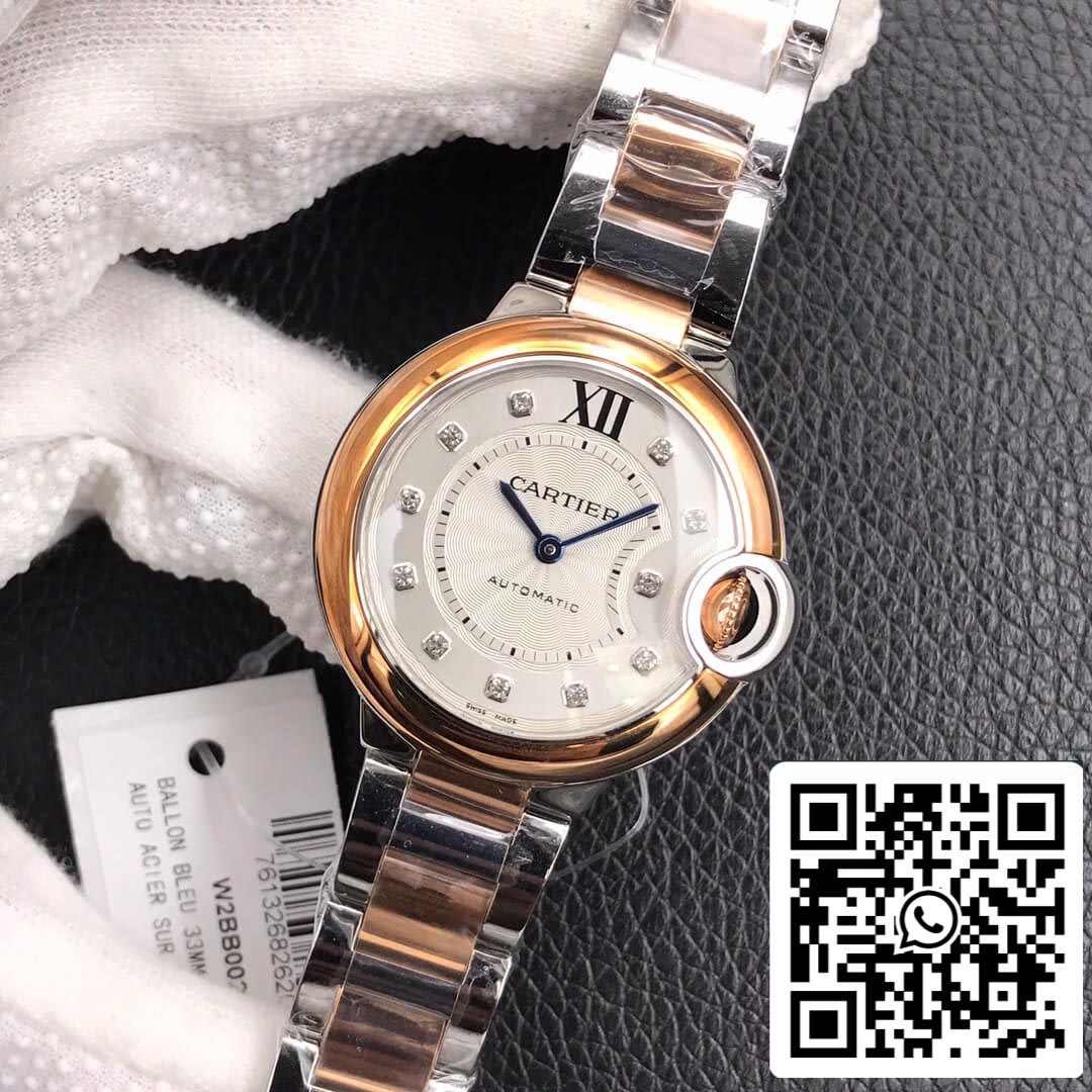 Ballon Bleu De Cartier 28MM 1:1 Best Edition V6 Factory V8 Silver Dial Gold Strap US Replica Watch