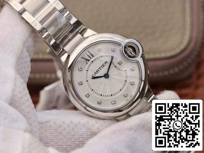 Ballon Bleu De Cartier 33mm V6 Factory 1:1 Best Edition Swiss Quartz ETA157 White Dial US Replica Watch