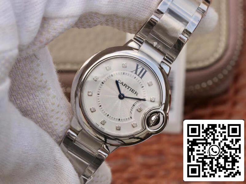 Ballon Bleu De Cartier 33mm V6 Factory 1:1 Best Edition Swiss Quartz ETA157 White Dial US Replica Watch