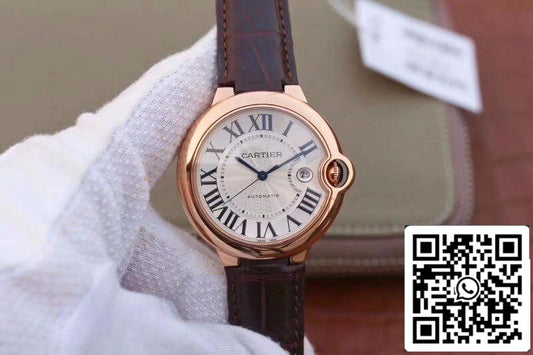 Ballon Bleu De Cartier 42 WGBB0017 V9 Factory 1:1 Best Edition Swiss ETA2824-2 Rosegold Wrapped Silver Dial US Replica Watch