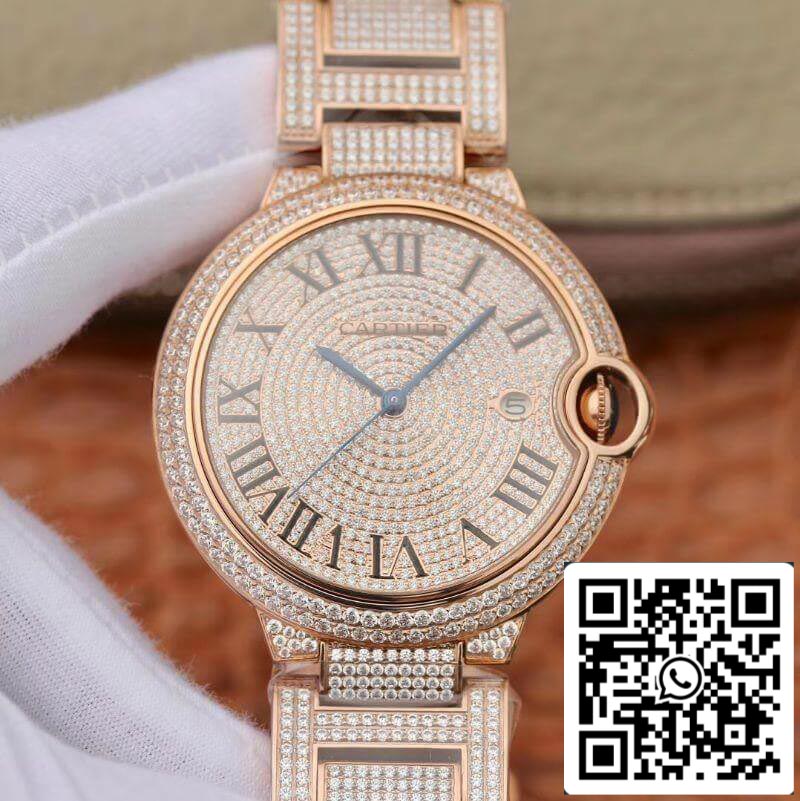 Ballon Bleu De Cartier W69006Z2 42mm TW Factory 1:1 Best Edition Full Diamond Rosegold Swiss ETA 2824 US Replica Watch