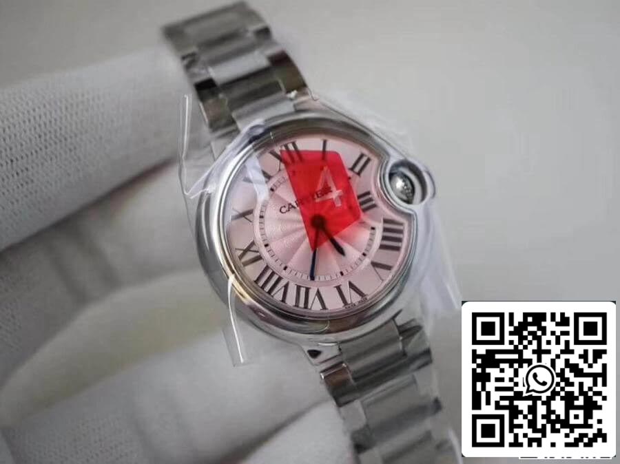 Ballon Bleu De Cartier WE902073 33mm V6 Factory 1:1 Best Edition Swiss Quartz ETA157 Pink Dial US Replica Watch