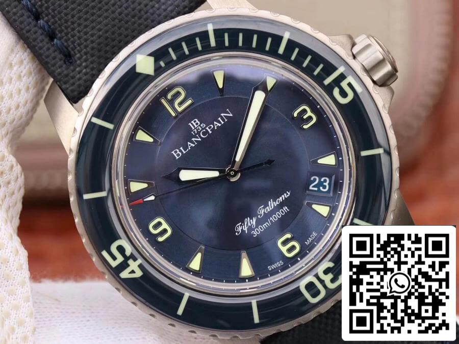 Blancpain Fifty Fathoms 5015-12B40-O52A ZF Factory 1:1 Best Edition Swiss ETA2836-2 Black Sail-canvas Strap US Replica Watch