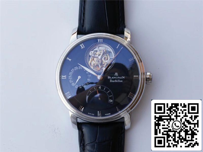 Blancpain Villeret 6025-1542-55 True Tourbillon 1:1 Best Edition JB Factory Black Dial Swiss Cal.25 US Replica Watch