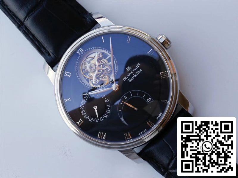 Blancpain Villeret 6025-1542-55 True Tourbillon 1:1 Best Edition JB Factory Black Dial Swiss Cal.25 US Replica Watch