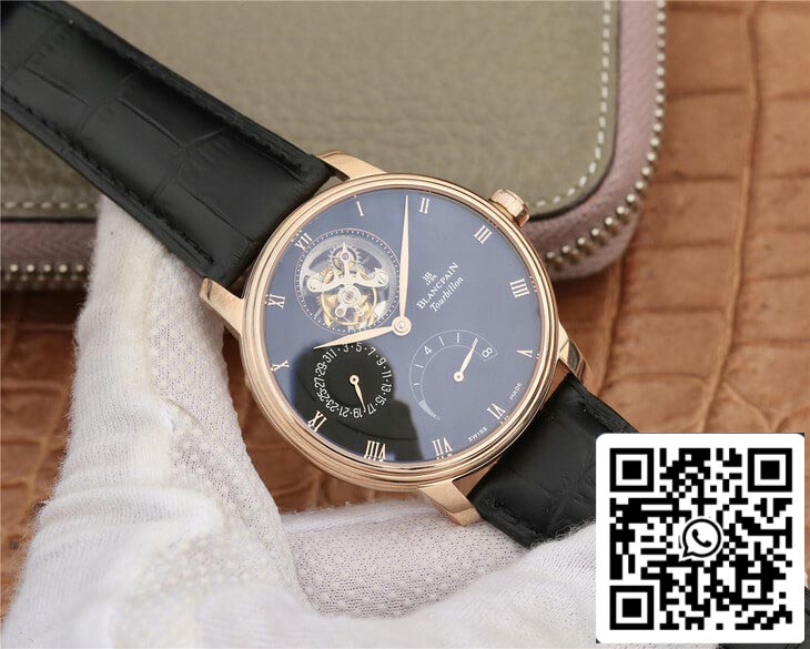 Blancpain Villeret 6025-3642-55B 1:1 Best Edition JB Factory Gold Case Black Dial US Replica Watch