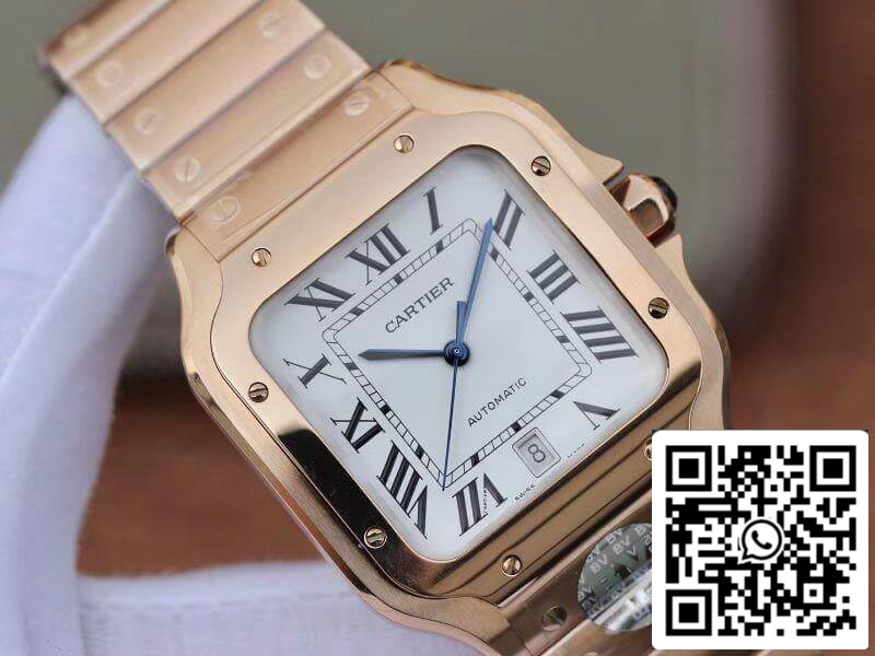 Cartier De Santos Stainless Steel Case BV Factory 1:1 Best Edition White Dial Swiss ETA9015 18K Gold White Dial US Replica Watch