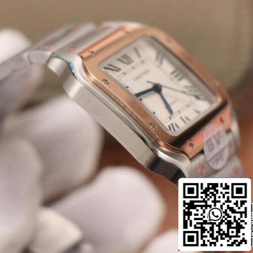 Cartier De Santos W2SA0007 1:1 Best Edition BV Factory Gold Bezel White Dial US Replica Watch