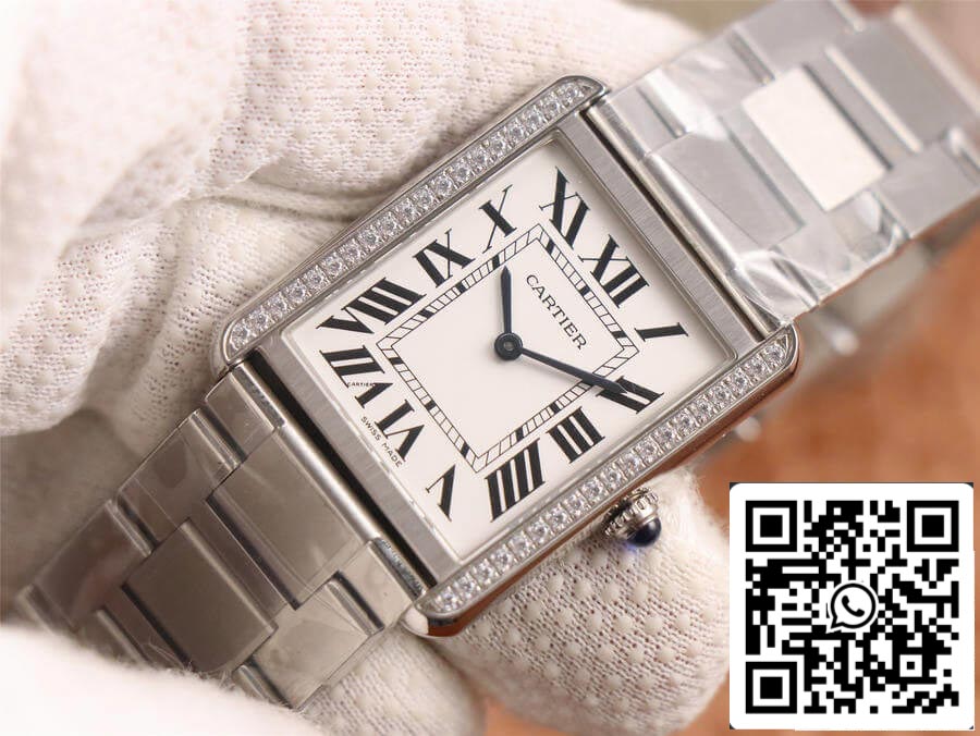 Cartier Tank 1:1 Best Edition K11 Factory Stainless Steel Diamond US Replica Watch