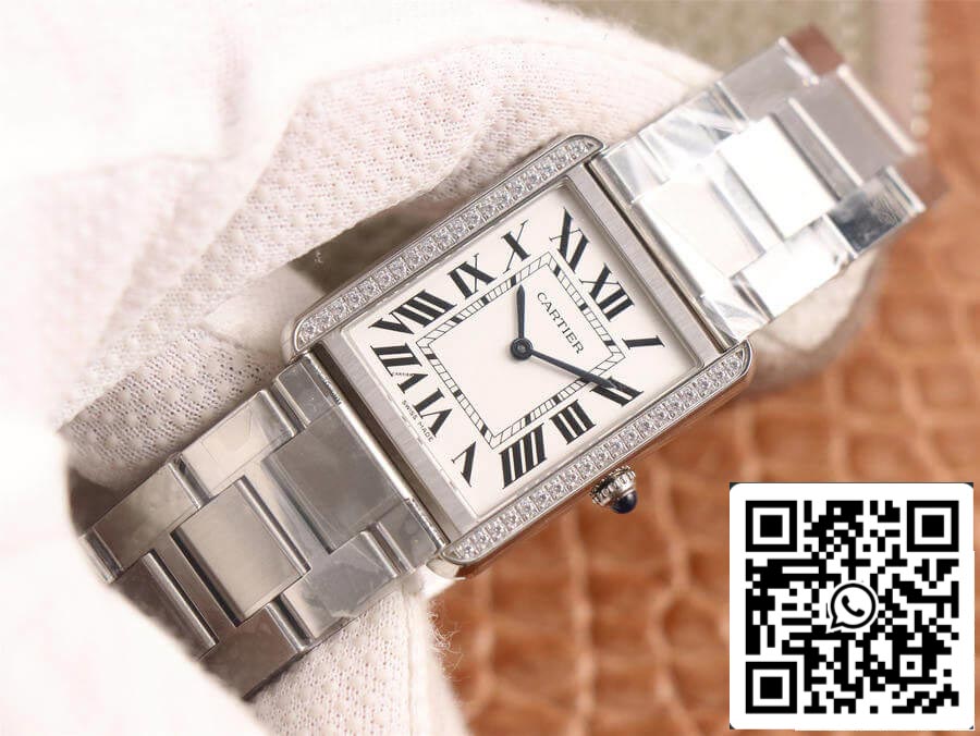 Cartier Tank 1:1 Best Edition K11 Factory Stainless Steel Diamond US Replica Watch