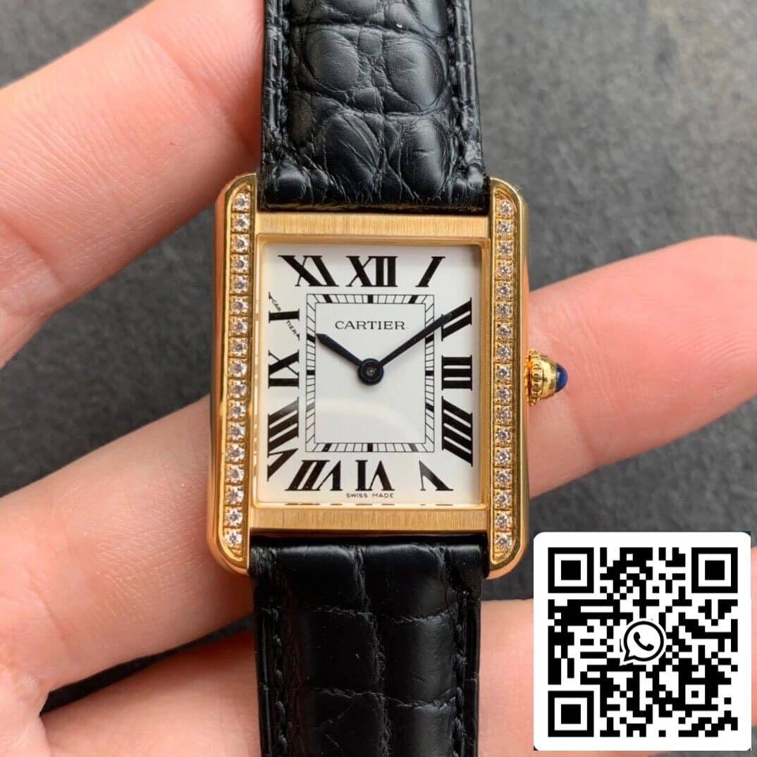 Cartier Tank 1:1 Best Edition K11 Factory V2 Yellow Gold White Dial US Replica Watch