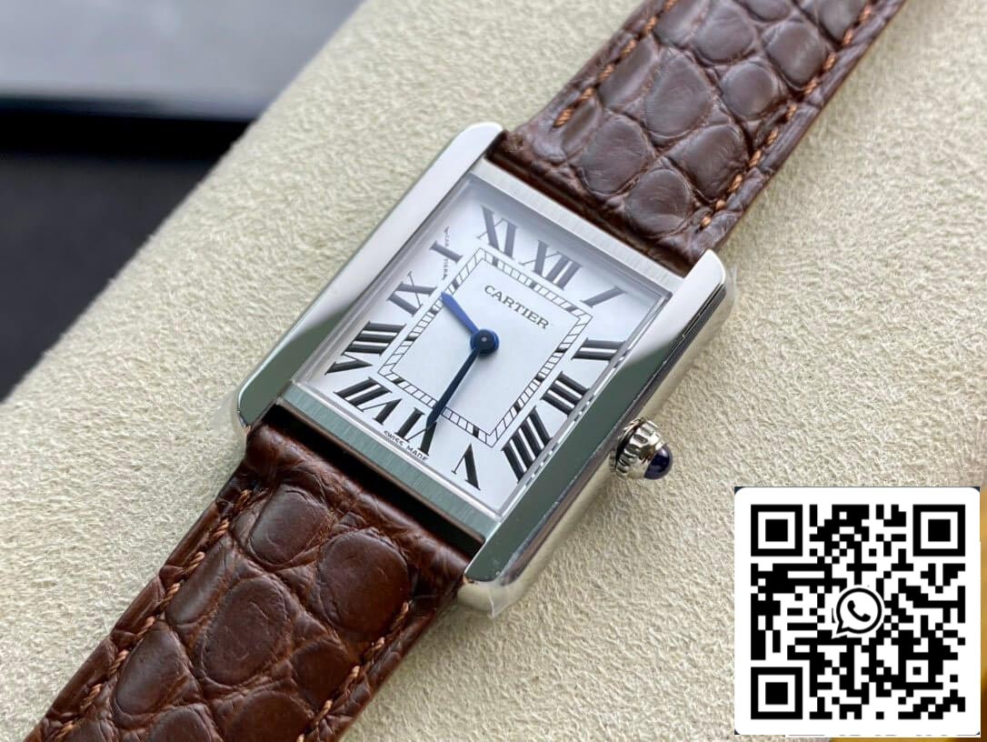 Cartier Tank 24MM 1:1 Best Edition K11 Factory Brown Leather Strap US Replica Watch