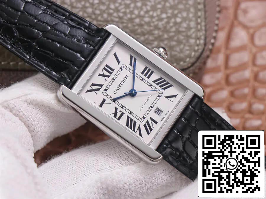 Cartier Tank WSTA0029 1:1 Best Edition V9 Factory White Dial US Replica Watch