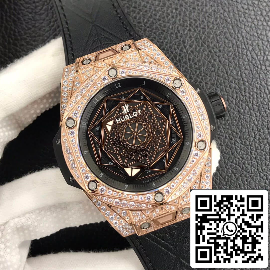 Hublot Big Bang 1:1 Best Edition WWF Factory Gold Full Diamond Case US Replica Watch