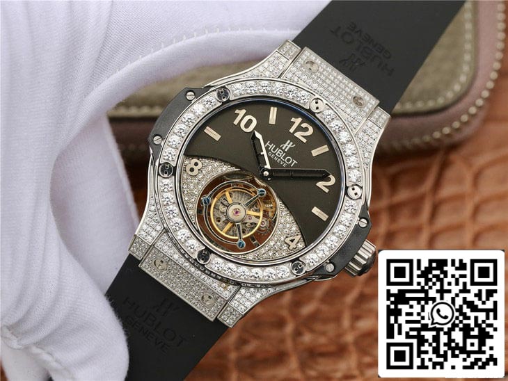 Hublot Big Bang Tourbillon 1:1 Best Edition Diamond Black Dial US Replica Watch