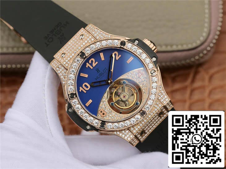 Hublot Big Bang Tourbillon 1:1 Best Edition Rose Gold Diamond Dial US Replica Watch