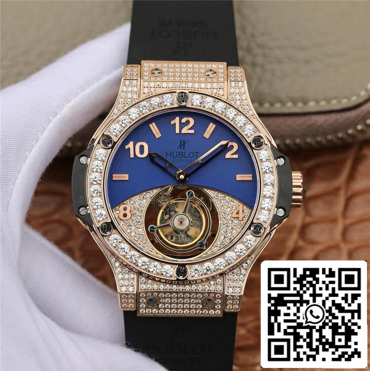 Hublot Big Bang Tourbillon 1:1 Best Edition Rose Gold Diamond Dial US Replica Watch