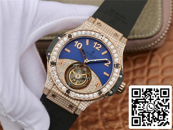 Hublot Big Bang Tourbillon 1:1 Best Edition Rose Gold Diamond Dial US Replica Watch