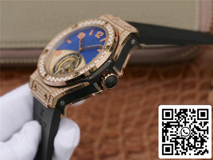 Hublot Big Bang Tourbillon 1:1 Best Edition Rose Gold Diamond Dial US Replica Watch