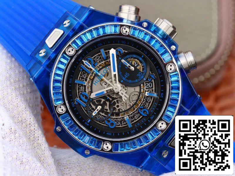 Hublot Big Bang Unico 411.JX.4802.RT Men Watches 1:1 Best Edition Swiss ETA1242 Blue Rubber Strap US Replica Watch