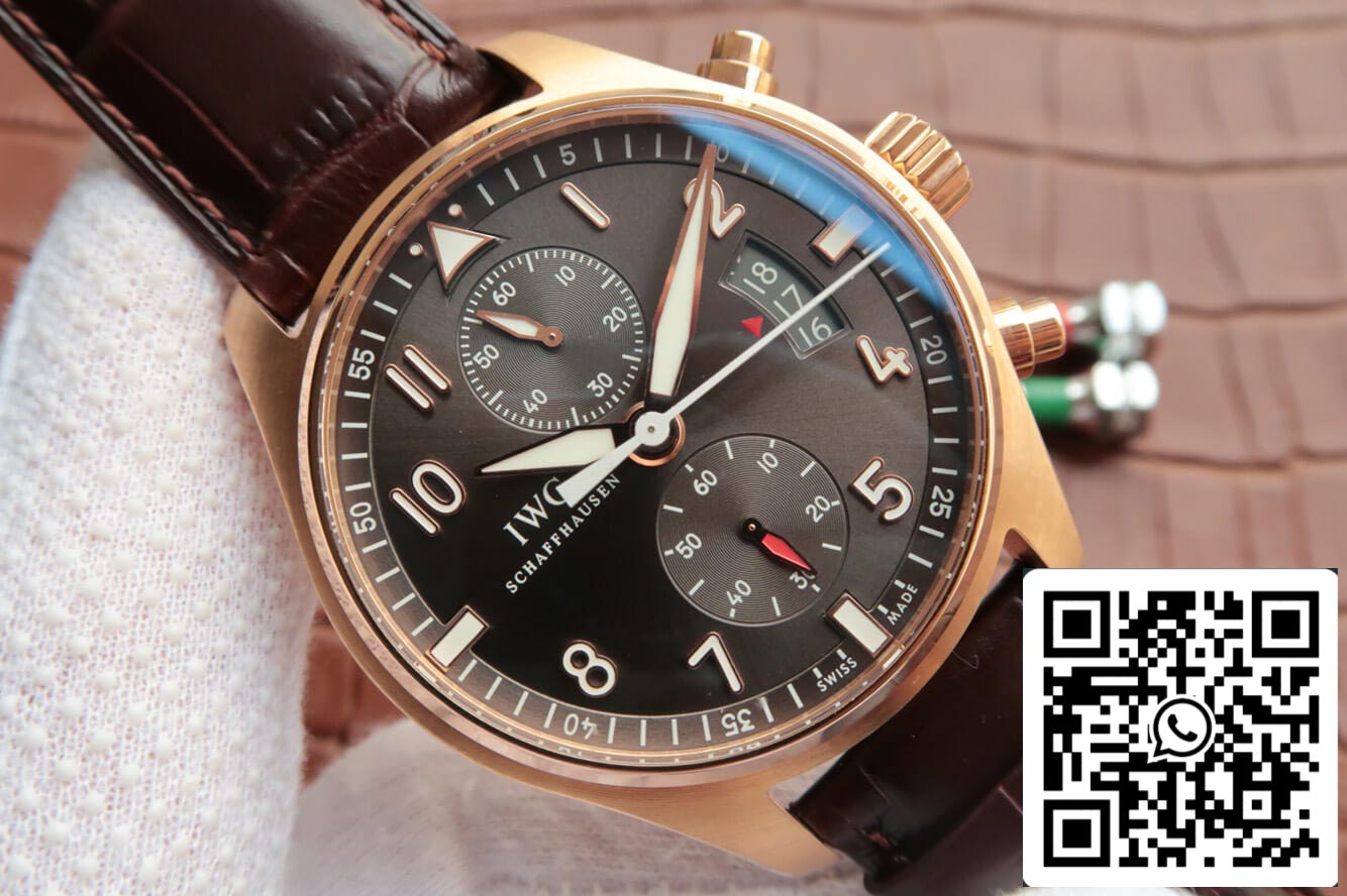 IWC Pilot IW387802 1:1 Best Edition ZF Factory Rose Gold Dark Gray Dial US Replica Watch