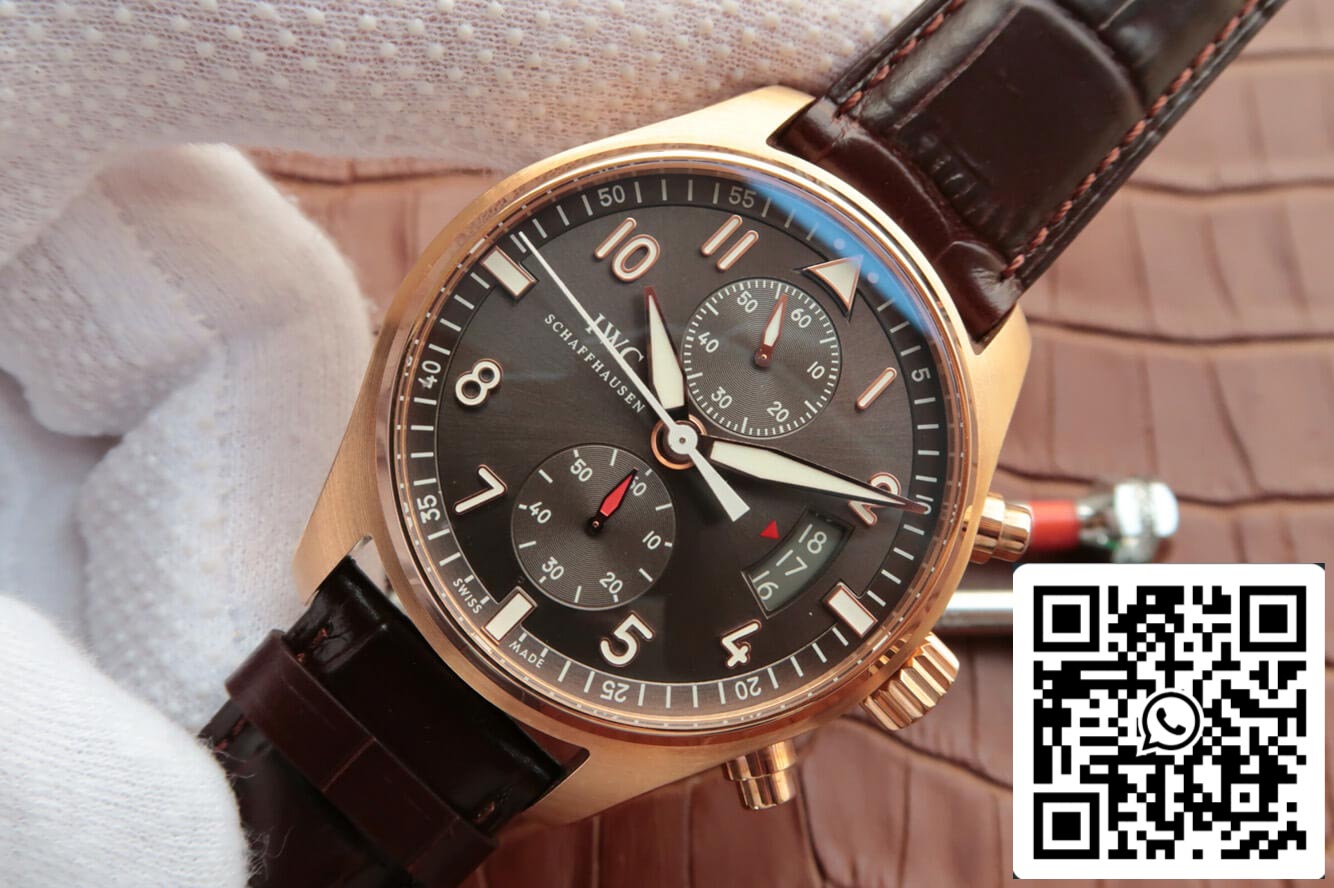 IWC Pilot IW387802 1:1 Best Edition ZF Factory Rose Gold Dark Gray Dial US Replica Watch