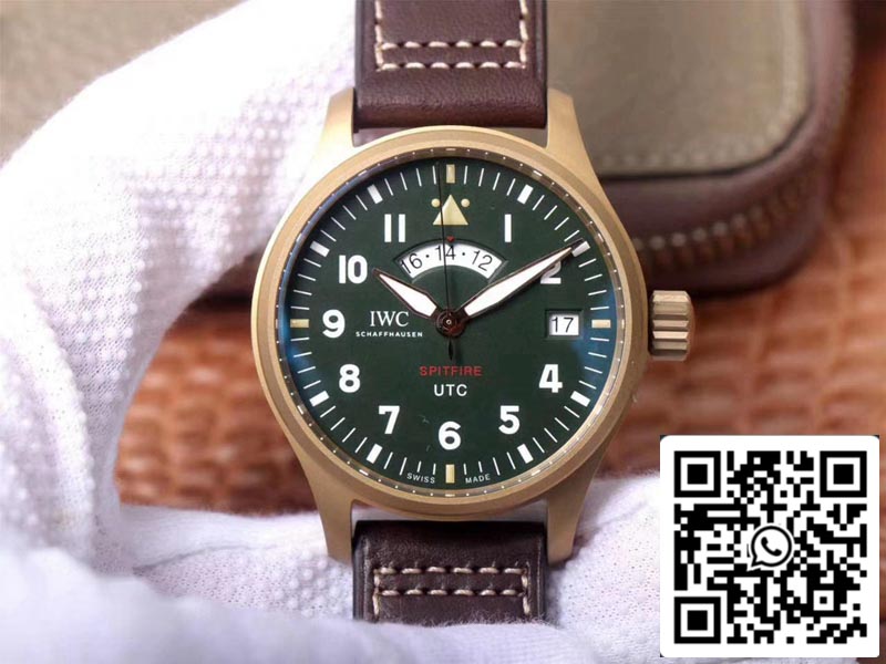 IWC Pilot Spitfire IW327101 1:1 Best Edition ZF Factory Green Dial Swiss ETA82710 US Replica Watch