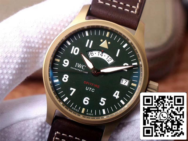 IWC Pilot Spitfire IW327101 1:1 Best Edition ZF Factory Green Dial Swiss ETA82710 US Replica Watch