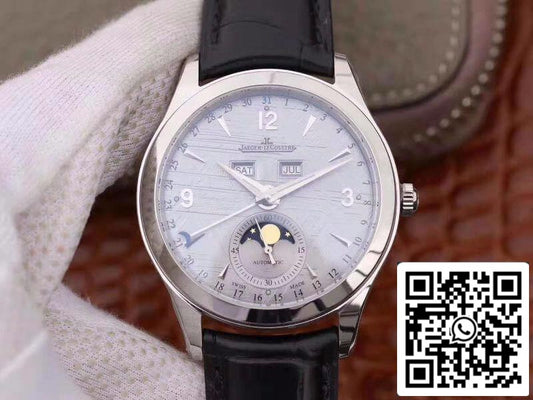 Jaeger-LeCoultre Master Calendar 1558420 OM factory 1:1 Best Edition Swiss ETA866 Silver Dial Black calf leather strap US Replica Watch