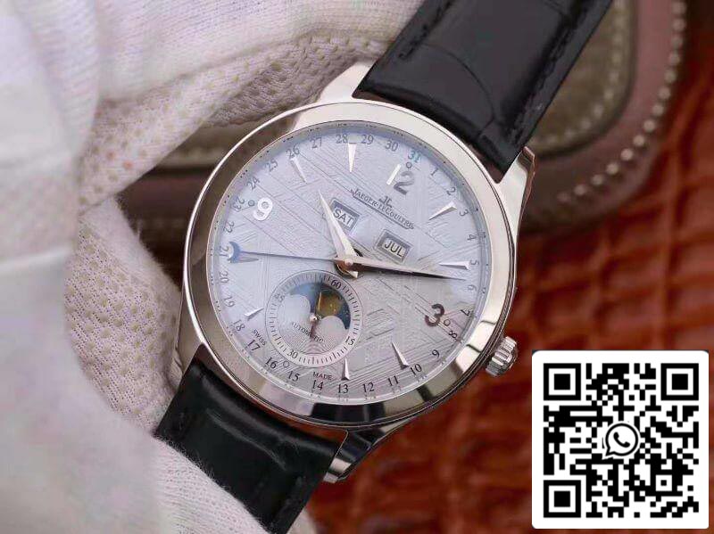 Jaeger-LeCoultre Master Calendar 1558420 OM factory 1:1 Best Edition Swiss ETA866 Silver Dial Black calf leather strap US Replica Watch