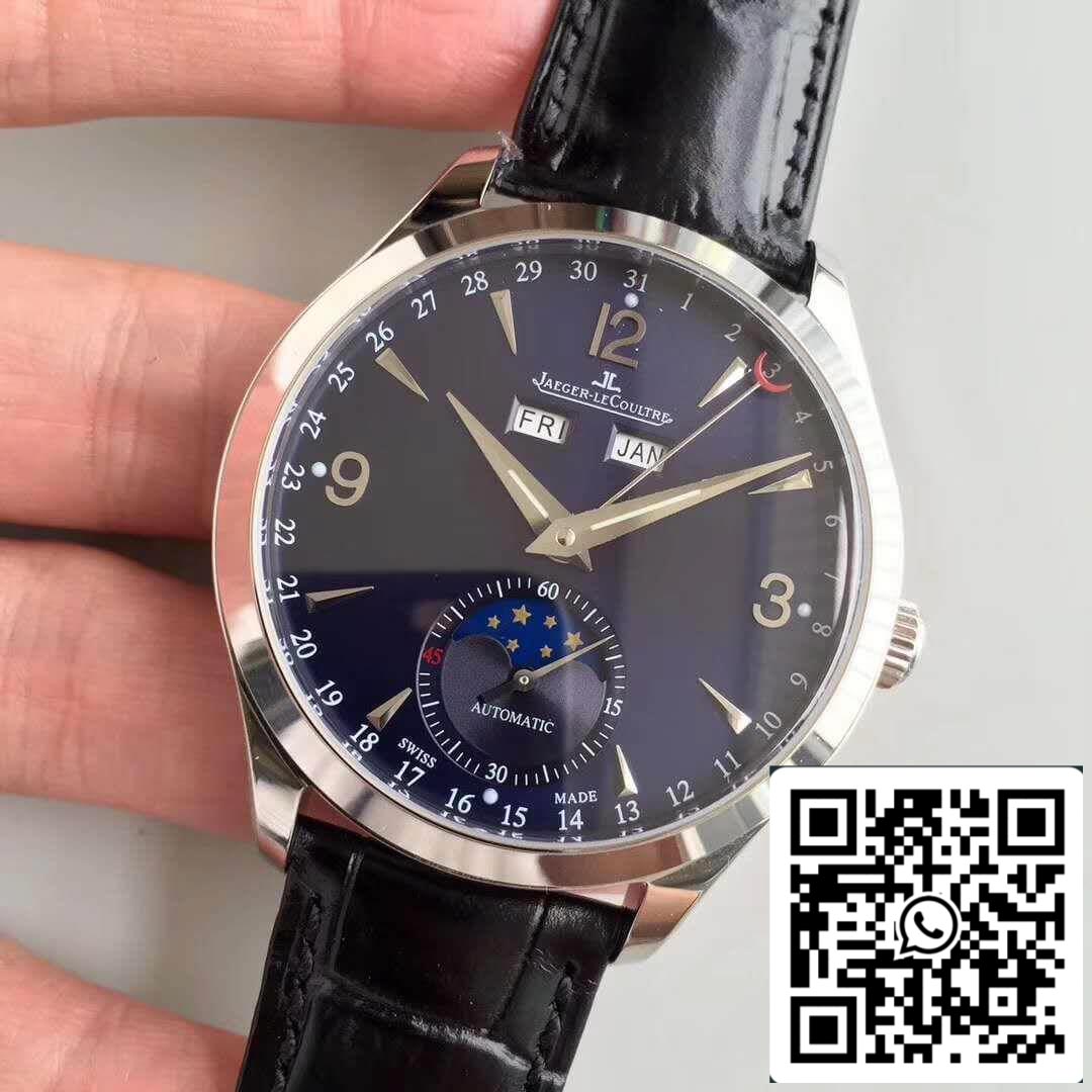 Jaeger-LeCoultre Master Calendar KM factory 1:1 Best Edition Swiss ETA866 Black Leather Strap US Replica Watch