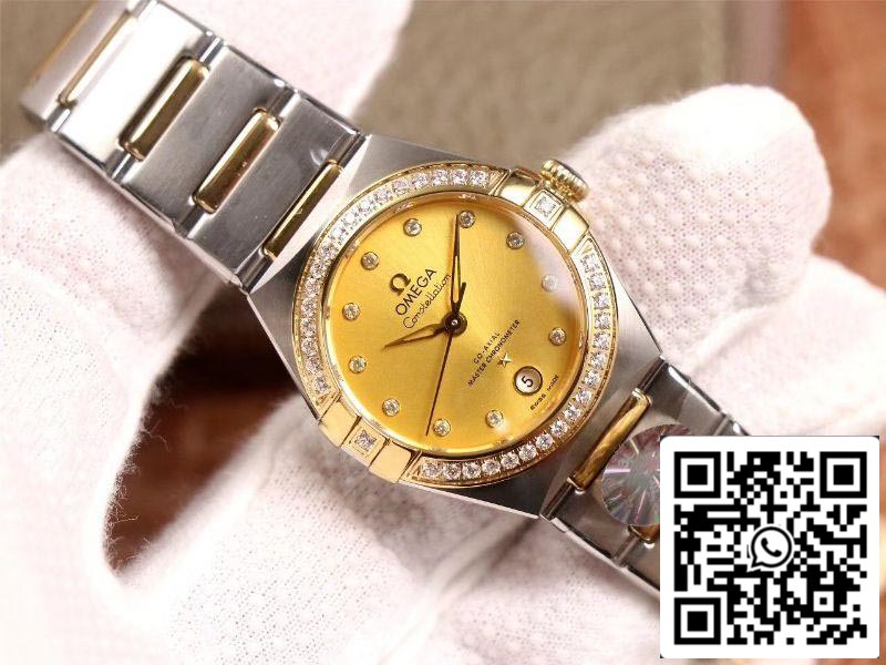 Omega Constellation 131.25.29.20.58.001 1:1 Best Edition 3S Factory V5 Yellow Gold Diamond Bezel Swiss NH05 US Replica Watch