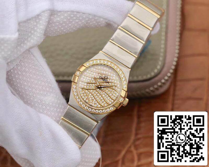 Omega Constellation Quartz Ladies 18K Yellow Gold Diamond Dial TW Factory 1:1 Best Edition Swiss Eta Quartz 1376 US Replica Watch