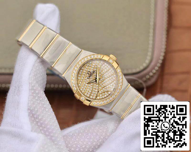 Omega Constellation Quartz Ladies 18K Yellow Gold Diamond Dial TW Factory 1:1 Best Edition Swiss Eta Quartz 1376 US Replica Watch