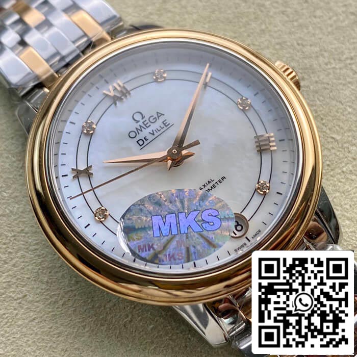 Omega De Ville 1:1 Best Edition MKS Factory Rose Gold Diamond Dial US Replica Watch