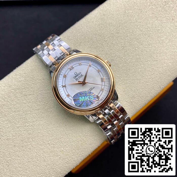 Omega De Ville 1:1 Best Edition MKS Factory Rose Gold Diamond Dial US Replica Watch