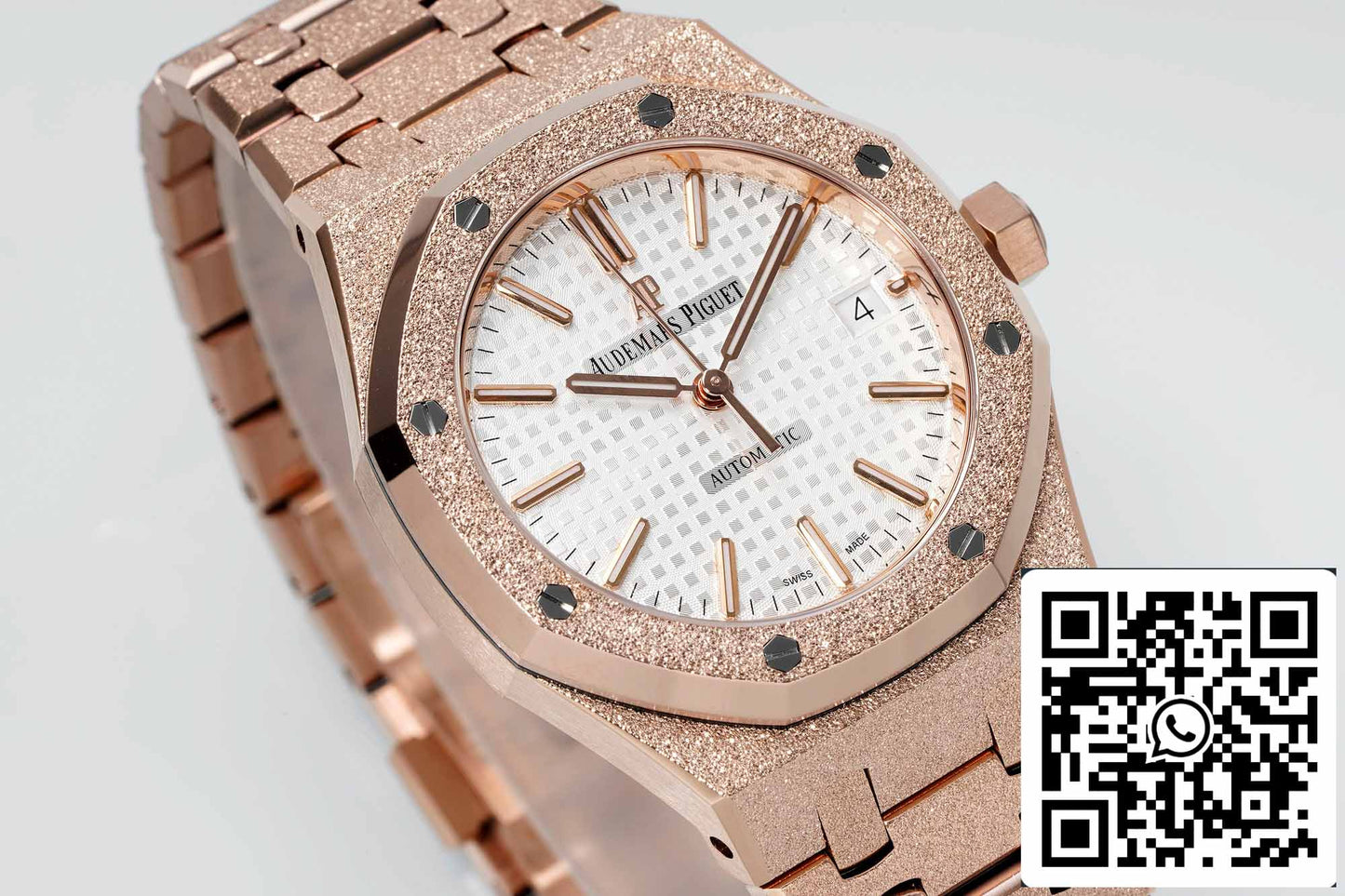 Audemars Piguet 15454 Frost Gold 1:1 mejor edición Esfera blanca Oro rosa