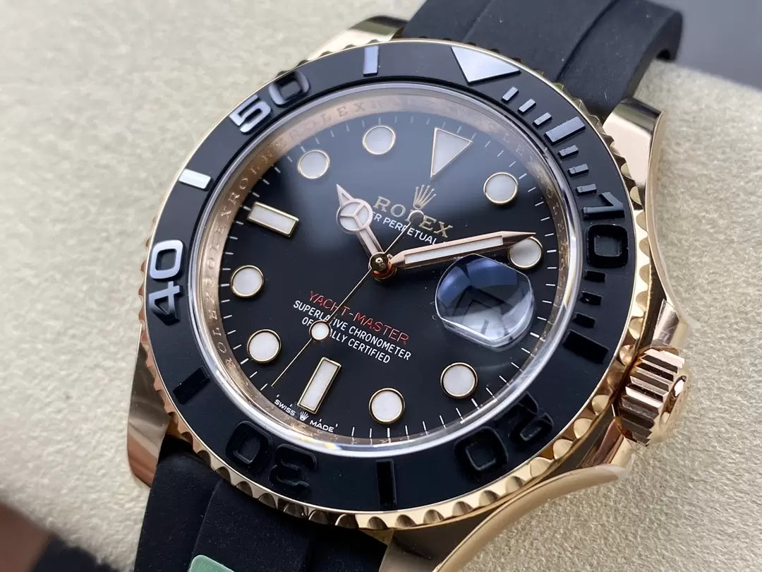 Rolex Yacht-Master 40 Schwarzes Zifferblatt Roségold M126655-0002 1:1 Best Edition AR Factory Gegengewichtsversion